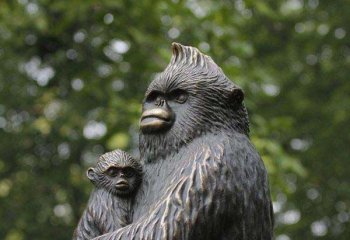 猴子雕塑-小区公园摆放的抱小猴子的玻璃钢创意猴子雕塑