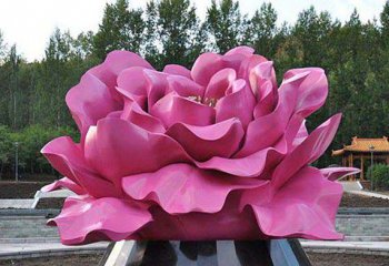 花朵雕塑-公园不锈钢彩绘牡丹花景观花朵雕塑