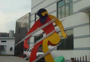 滑板雕塑-城市广场不锈钢抽象滑滑板人物雕塑