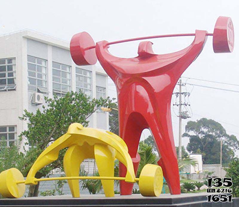 举重雕塑-城市花园广场摆放抽象不锈钢举重运动员系列雕塑高清图片
