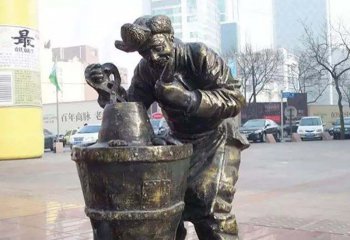 烤红薯雕塑-广场摆放民俗烤红薯人物铜雕