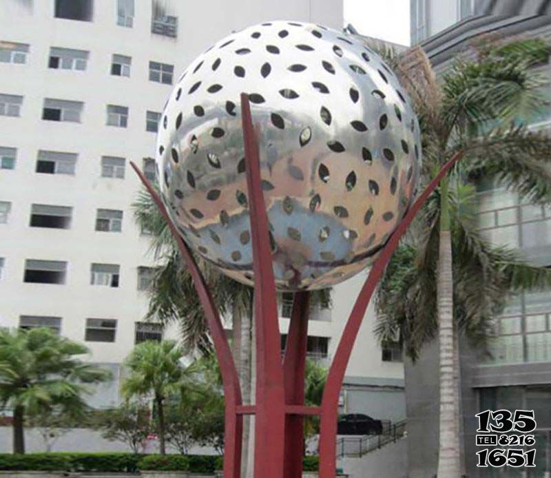 镂空球雕塑-城市创意抽象工艺不锈钢镂空球雕塑