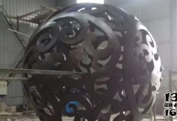 镂空球雕塑-创意铜铸镂空球地球仪雕塑