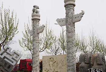 龙柱雕塑-广场景观盘龙柱石雕