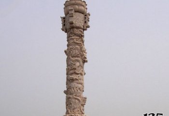龙柱雕塑-广场景观晚霞红石龙柱