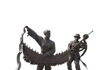扭秧歌雕塑-城市广民俗划船扭秧歌人物青铜雕塑