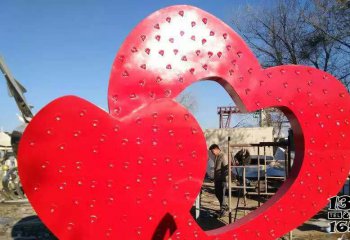 爱心雕塑-玻璃钢抽象红色爱心雕塑