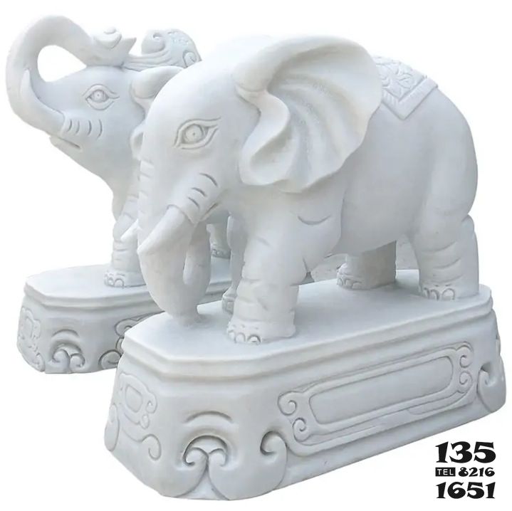 大象雕塑-公园景区大型仿真动物汉白玉石雕大象雕塑高清图片