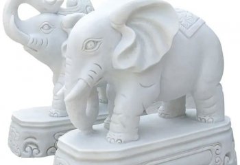 大象雕塑-公园景区大型仿真动物汉白玉石雕大象雕塑