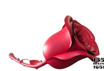 玫瑰花雕塑-室内不锈钢红玫瑰花朵雕塑