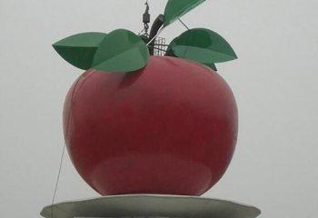 苹果雕塑-仿真彩绘不锈钢广场大型苹果雕塑
