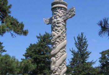 石柱雕塑-景区寺院户外摆放华表龙纹大理石雕塑