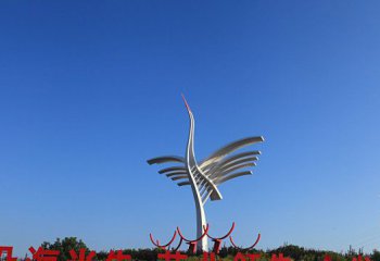 仙鹤雕塑-城市创意不锈钢抽象仙鹤雕塑