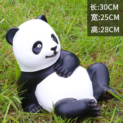 熊猫雕塑- 庭院躺平仿真彩绘玻璃钢熊猫雕塑高清图片