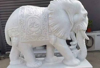 大象雕塑-汉白玉石雕浮雕如意园林别墅景观镇宅招财大象雕塑