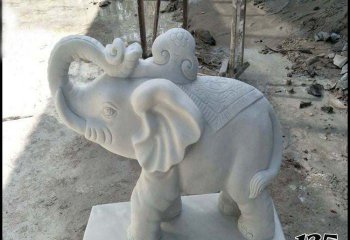 大象雕塑-景区小型景观大理石石雕大象雕塑