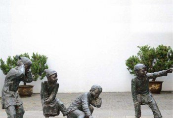 儿童雕塑-庭院放鞭炮的小孩小品铜雕儿童雕塑