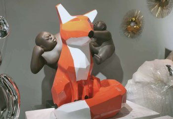 狐狸雕塑-街头坐立的玻璃钢狐狸雕塑