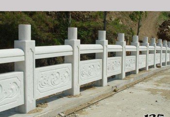 栏杆栏板雕塑-景区山道摆放汉白玉栏杆石雕