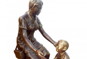 母子雕塑-景区公园摆放铜铸创意母子雕塑