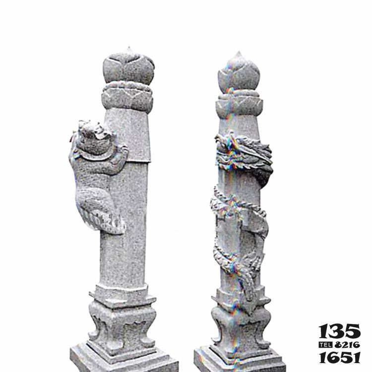 石柱雕塑-花岗岩雕刻文化柱九龙浮雕盘龙柱公园广场石柱子高清图片
