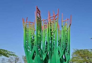 树雕塑-海洋馆摆放彩色不锈钢抽象大树雕塑