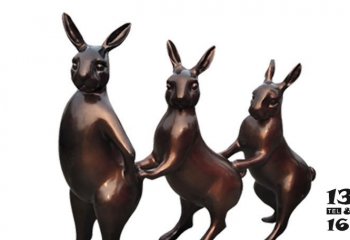兔子雕塑-景区广场摆放三只不锈钢个性兔子雕塑