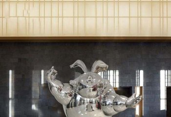 兔子雕塑-酒店一只不锈钢大型个性兔子雕塑