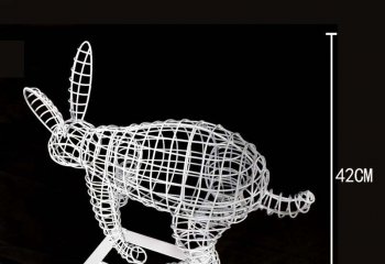 兔子雕塑-室内装饰一只不锈钢镂空兔子雕塑
