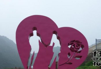 爱情雕塑-公园广场创意不锈钢抽象镂空男女拉手爱情雕塑