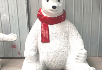 北极熊雕塑-公园草地摆放的坐着的玻璃钢创意北极熊雕塑