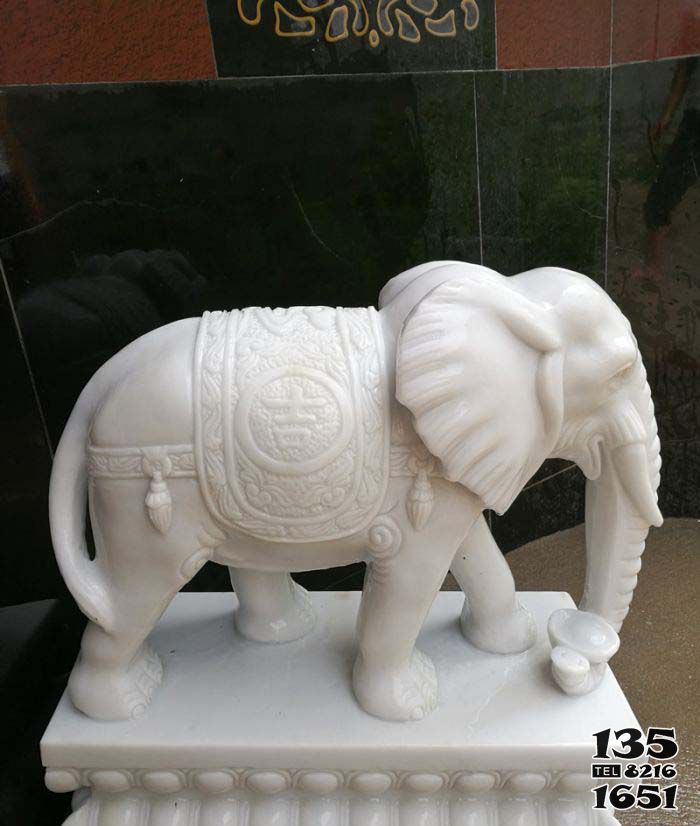 大象雕塑-户外小型装饰品摆件汉白玉石雕大象雕塑高清图片