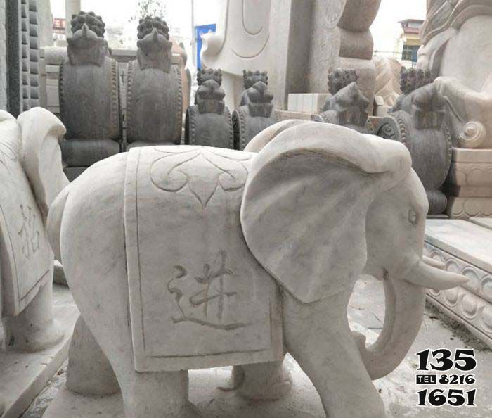 大象雕塑-园林创意大理石石雕大象雕塑高清图片