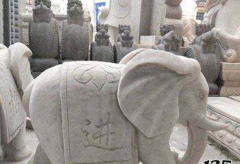 大象雕塑-园林创意大理石石雕大象雕塑