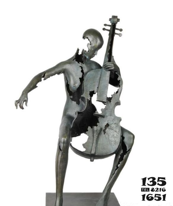 弹奏人物雕塑-不锈钢抽象弹吉他人物雕塑弹雕塑