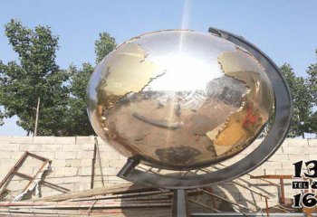 地球仪雕塑-校园户外创意圆形镜面地球仪雕塑