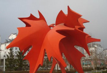 枫叶雕塑-公园大型玻璃钢仿真红色枫叶雕塑