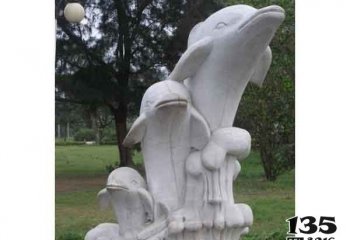 海豚雕塑-森林一家三口石雕海豚雕塑