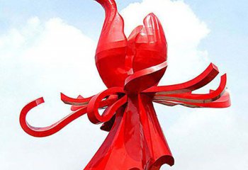 花朵雕塑-不锈钢抽像创意个性红色花朵雕塑