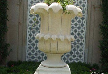 花盆雕塑-别墅景观欧式花钵石雕花盆雕塑