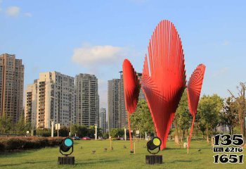 景观雕塑-公园创意不锈钢抽象红色景观雕塑