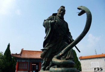 刘邦雕塑-校园公园做旧历史典故“斩蛇起义”人物刘邦青铜雕塑