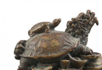 龙龟雕塑-室内摆放的母子玻璃钢做旧的龙龟雕塑