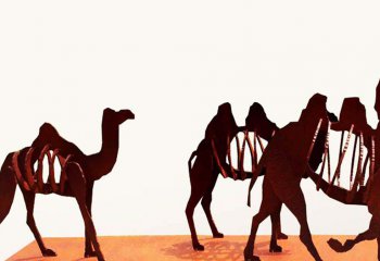 骆驼雕塑-街道上摆放的仰头长啸的不锈钢镂空骆驼雕塑