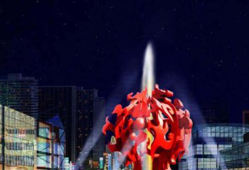 镂空球雕塑-广场抽象红色玻璃钢镂空球雕塑