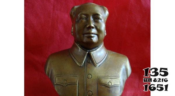 毛泽东雕塑-玻璃钢仿铜半身铜像毛泽东雕塑高清图片