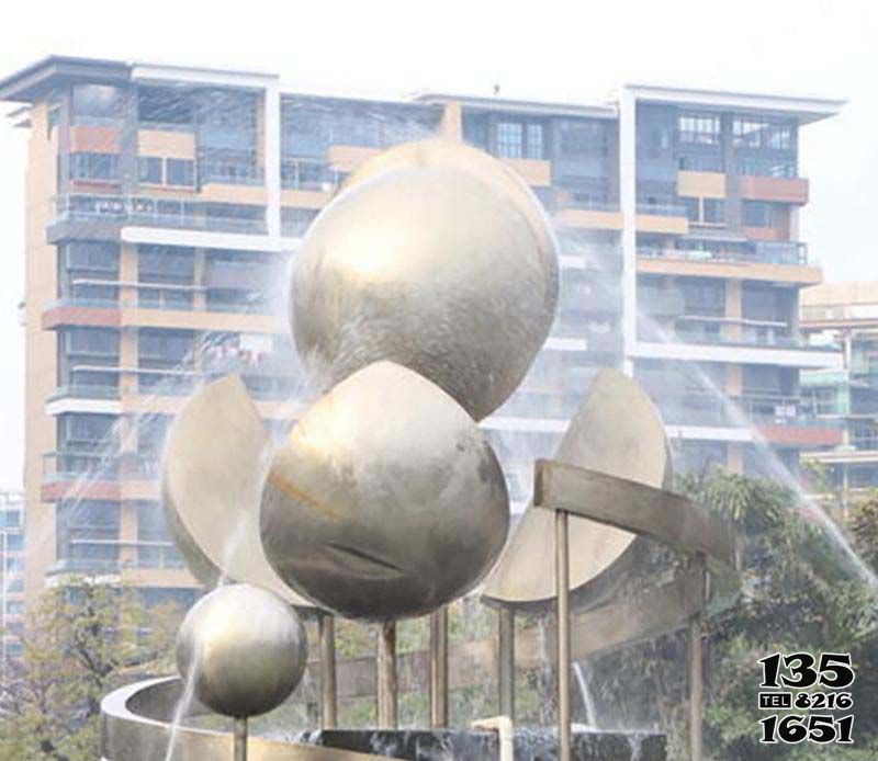喷泉雕塑-小区广场不锈钢花型喷泉景观雕塑