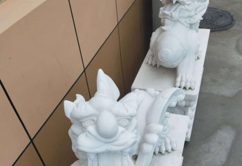 貔貅雕塑-景区酒店招财石雕汉白玉貔貅雕塑