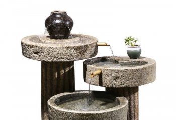 石槽雕塑-别墅庭院摆放老石槽组合鱼缸石头户外石磨青石景观流水摆件