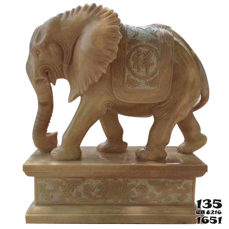 大象雕塑-庭院别墅创意黄蜡石石雕大象雕塑高清图片